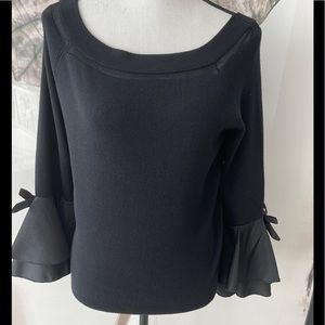 NWT Catherine Malandrian Knit Top Satin Feel Detail Cuffs